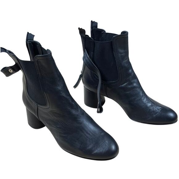 AGL Lisa Black Leather Back Zip Heeled Bootie MISSING METAL CLOSURE Size 35 - Picture 2 of 8